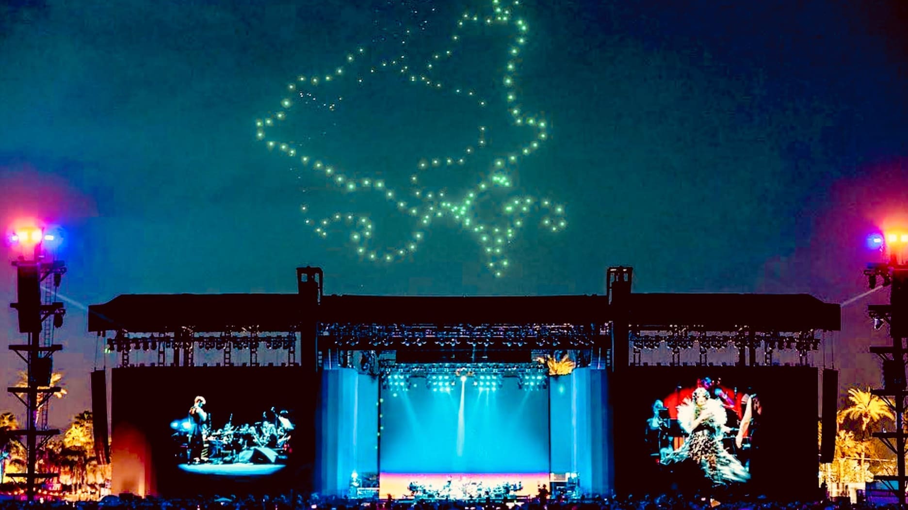 Bjork Breaks Barriers with a 40 Minute Drone Sky Story at Coachella