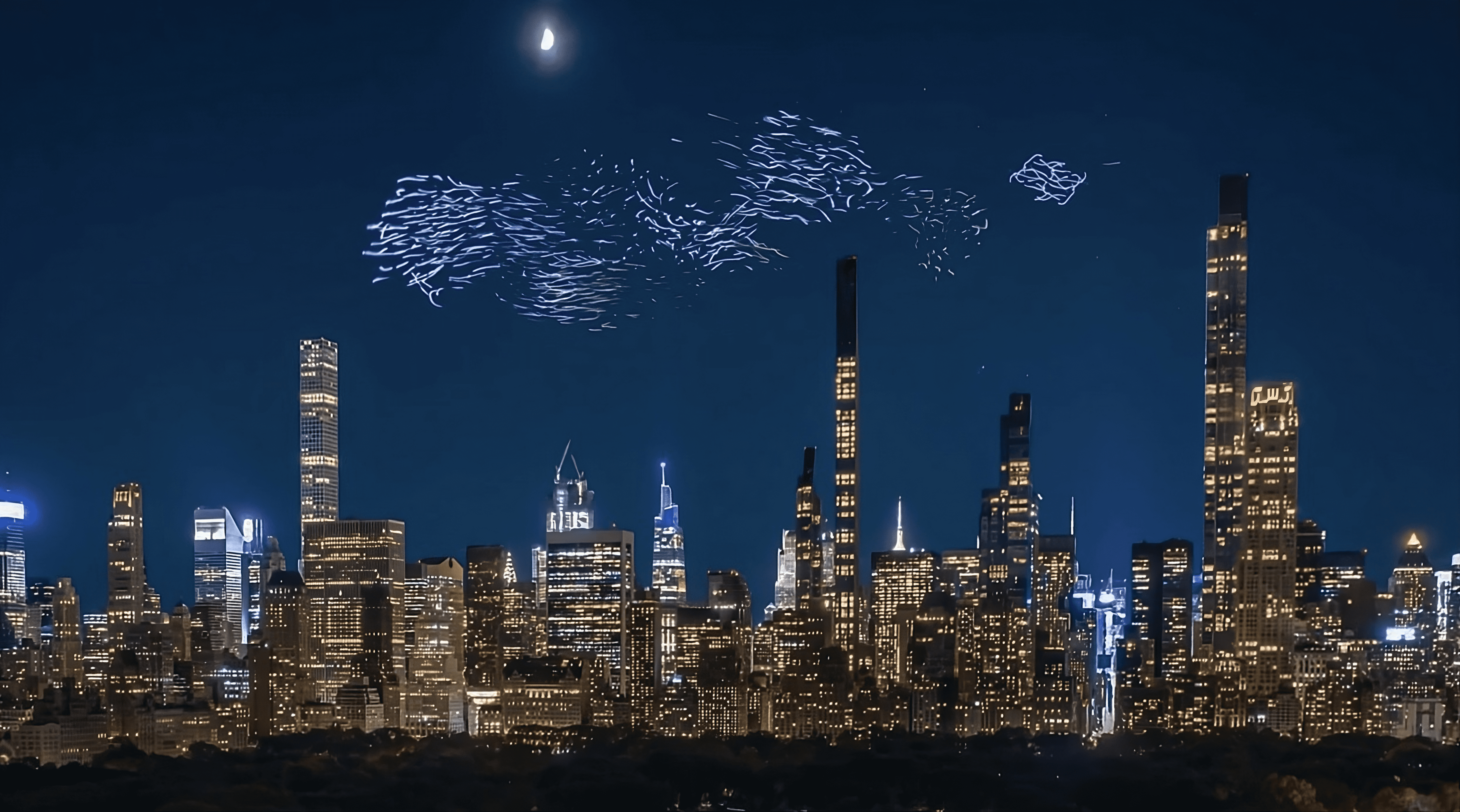 Nova flies first ever drone show in Central park with Studio DRIFT flying sculpture 